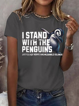 🔥Buy 3 Get 15% Off🔥Women's I Stand With The Penguins Printed Short-Sleeved T-Shirt