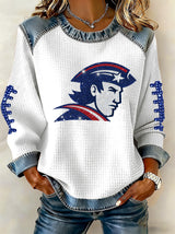 Women's rugby print long-sleeved sweatshirt