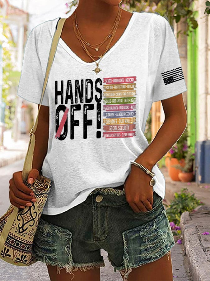 🔥Buy 3 Get 15% Off🔥Women's Retro Hands Off Protest Print T-Shirt
