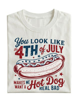 You Look Like The 4th Of July Hot Dog Cotton Short-sleeve T-shirt