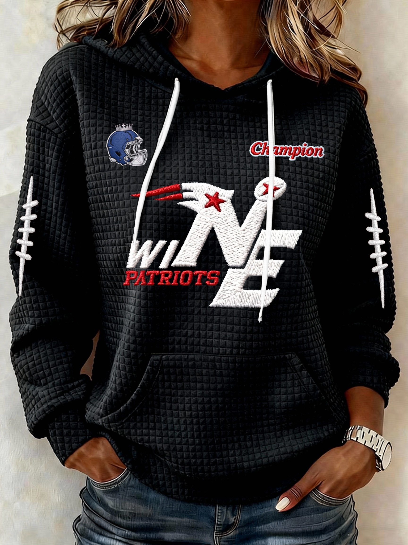 Women’s Football Graphic Waffle Knit Hoodie