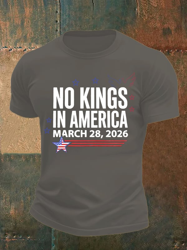 🔥Buy 3 Get 15% Off Men's   NO KINGS IN AMERICA  Print  T-Shirt