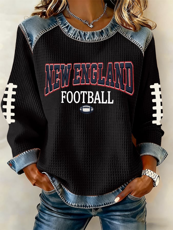 Women's rugby print long-sleeved sweatshirt