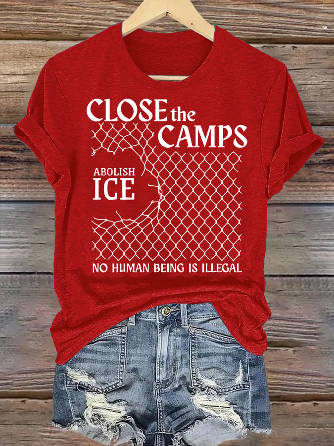 Women's  Abolish ICE  Close The Camps Print  T-Shirt