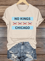 🔥Buy 3 Get 15% Off🔥Women's  No Kings Chicago Flag Print  T-Shirt