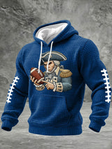 Men's Football Print Checkered Fabric Hooded Sweatshirt