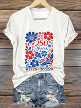 Women's 250th Anniversary Floral Print Short-Sleeve T-Shirt