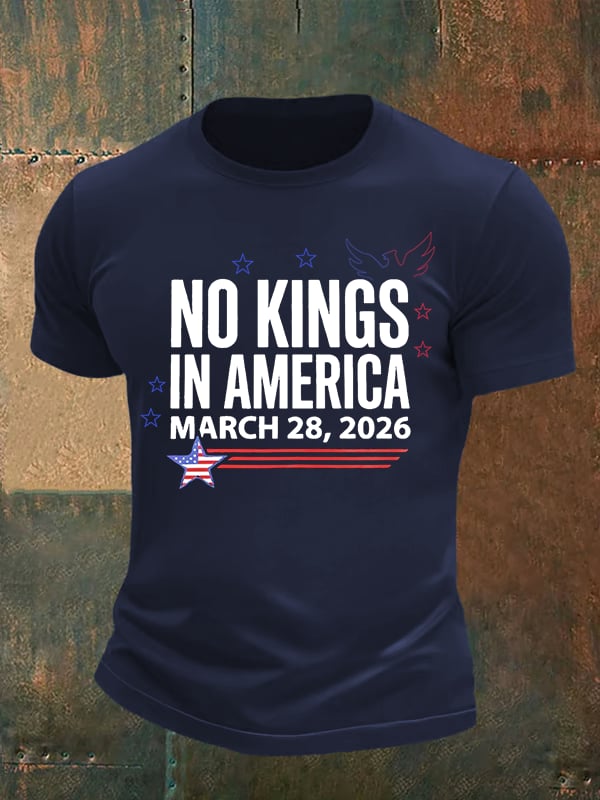 🔥Buy 3 Get 15% Off Men's   NO KINGS IN AMERICA  Print  T-Shirt