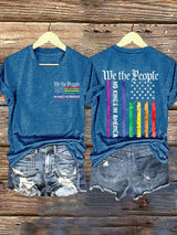 🔥Buy 3 Get 15% Off🔥V-Neck Retro We The People No Kings In America Print T-Shirt