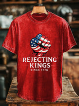 🔥Buy 3 Get 15% Off🔥Men's “Rejecting Kings Since 1776” Print T-Shirt