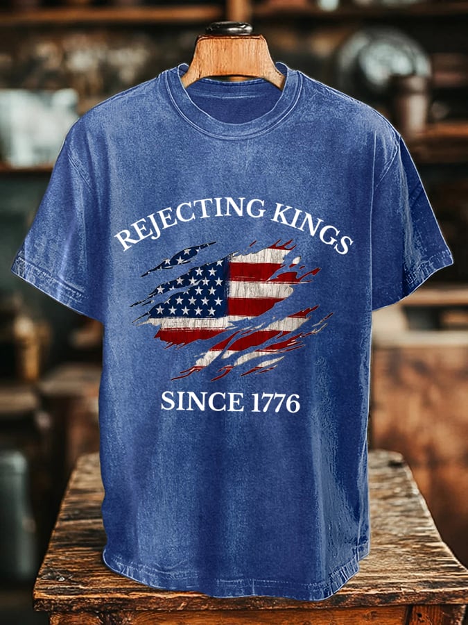 🔥Buy 3 Get 15% Off🔥Men's “Rejecting Kings Since 1776” Print T-Shirt