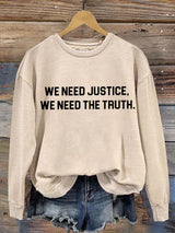 Women's “We Need Justice We Need Truth” Printed Hoodies