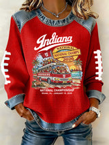 Women's rugby print long-sleeved sweatshirt