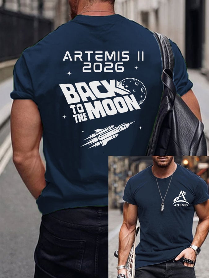 Men's Artemis II Round Neck Casual Printed T-Shirt