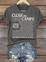 Women's  Abolish ICE  Close The Camps Print  T-Shirt