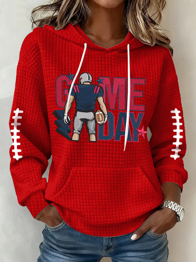 Women's Football Print Hoodie Sweatshirt