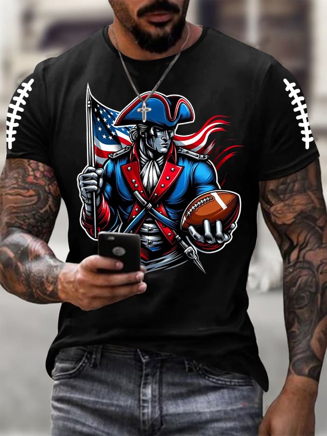 Men's Football Print Casual T-shirt