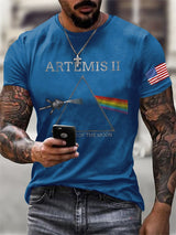 Men's Retro Artemis II Dark Side Of The Moon Print T-Shirt