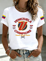 Women's Venezuela Baseball Champion Print Short-Sleeve T-Shirt
