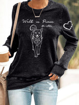Retro Walk In Peace Like Aloka Dog Print Sweatshirt