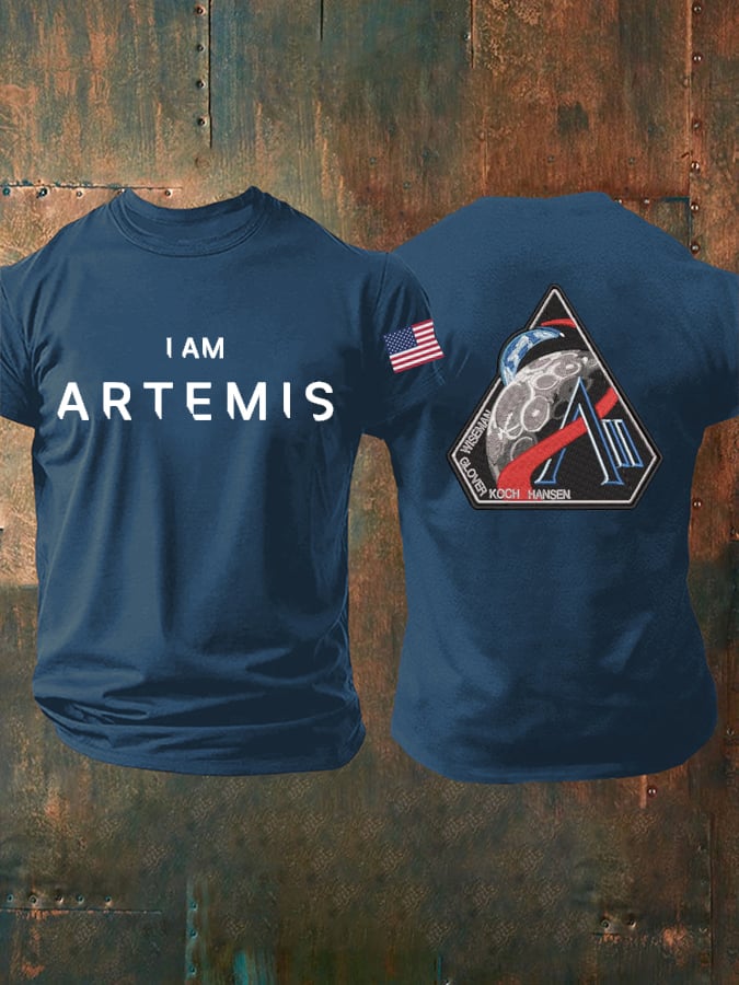 Men's Artemis II Space Mission Print Casual T-Shirt
