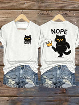 🔥Buy 3 Get 15% Off🔥Women's Retro No Kings In America Cat Crown Nope Print Short Sleeve T-Shirt