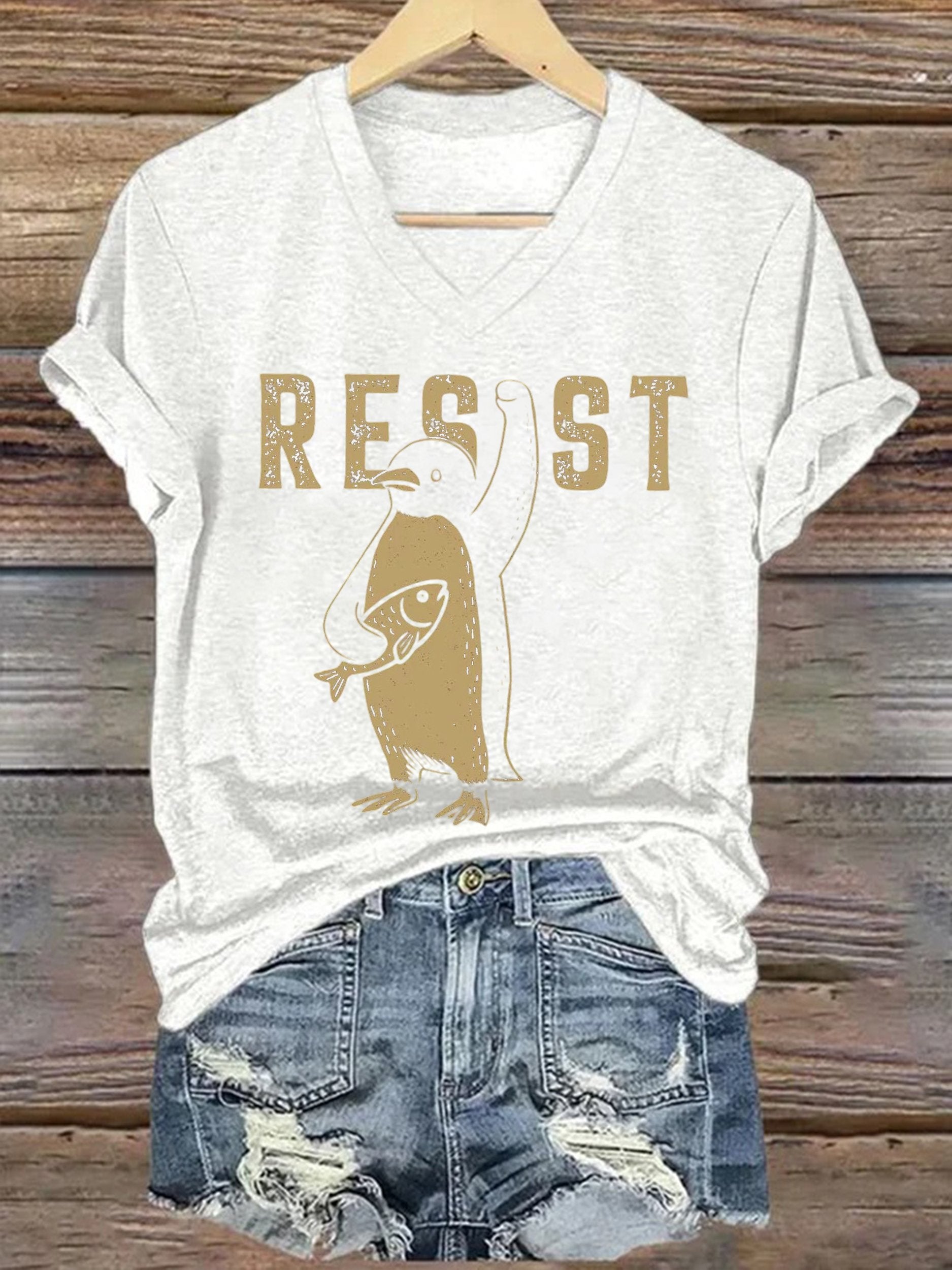 🔥Buy 3 Get 15% Off🔥Women's Penguin Resist Printed Short-Sleeved T-Shirt