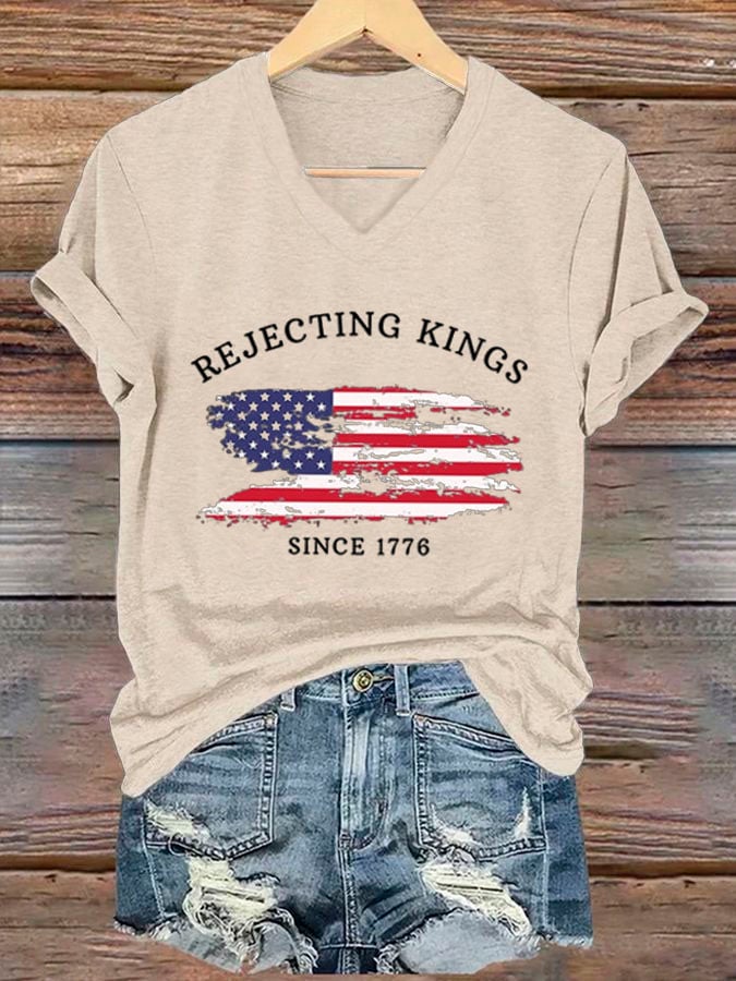 🔥Buy 3 Get 15% Off🔥Women's Rejecting Kings Since 1776 Printed Casual T-Shirt