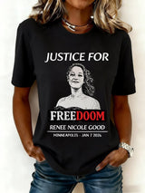 Women's Justice For GOODness Print Round Neck T-shirt