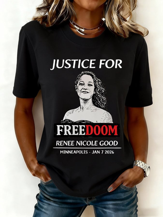 Women's Justice For GOODness Print Round Neck T-shirt