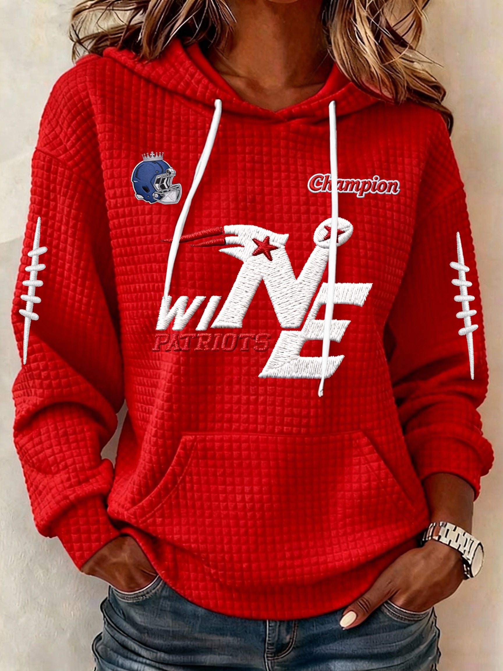 Women’s Football Graphic Waffle Knit Hoodie
