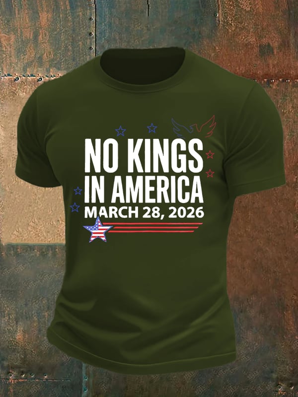 🔥Buy 3 Get 15% Off Men's   NO KINGS IN AMERICA  Print  T-Shirt