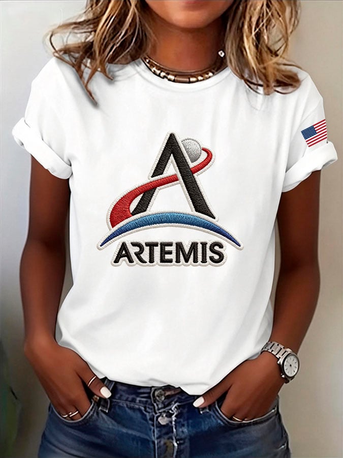 Women's Casual Artemis Ii Print Short-Sleeve T-Shirt