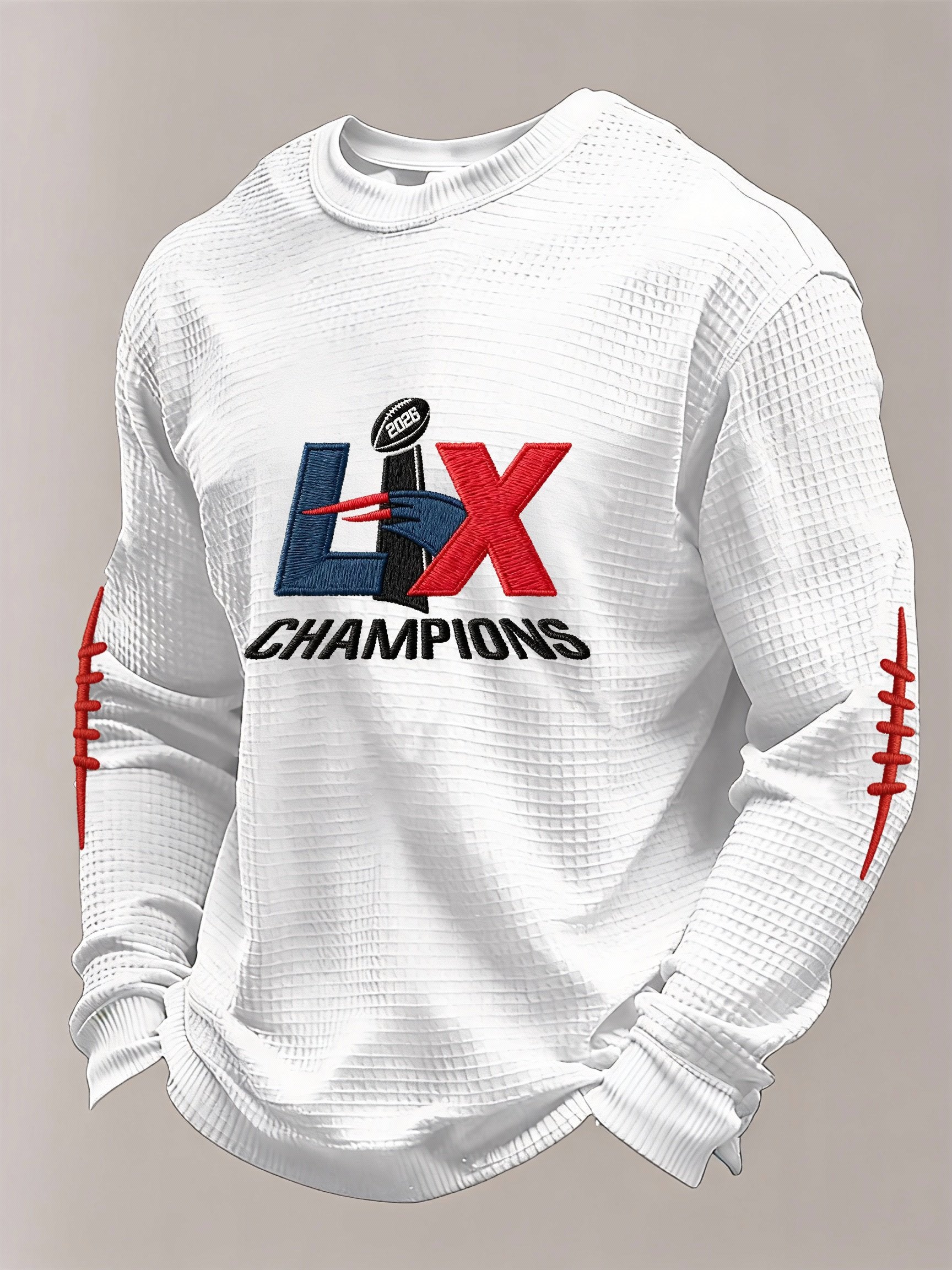 Men’s Football Graphic Waffle Knit Long Sleeve Crewneck T-Shirt