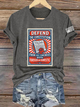 🔥Buy 3 Get 15% Off🔥Retro Defend The Constitution From All Enemies Both Foreign And Domestic Print T-Shirt