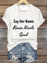 Women's Say Her Name Print V Neck T-shirt