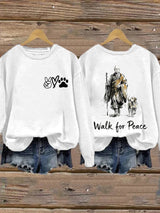 Retro Walk For Peace Monks With Aloka Dog Print Sweatshirt