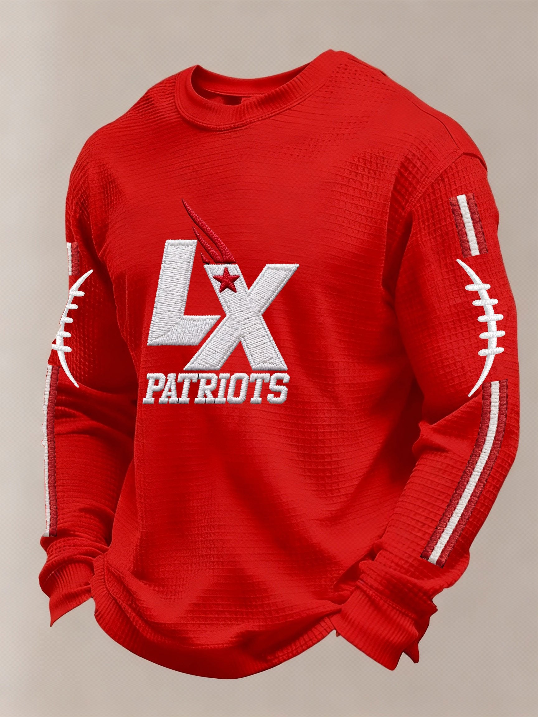 Men’s Football Graphic Waffle Knit Long Sleeve Crewneck T-Shirt