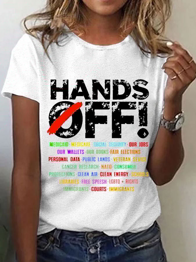 🔥Buy 3 Get 15% Off🔥Women's Hands Off Protest Print Casual T-Shirt