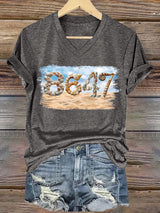 🔥Buy 3 Get 15% Off🔥V-Neck Retro 8647 Beach Seashells Print T-Shirt