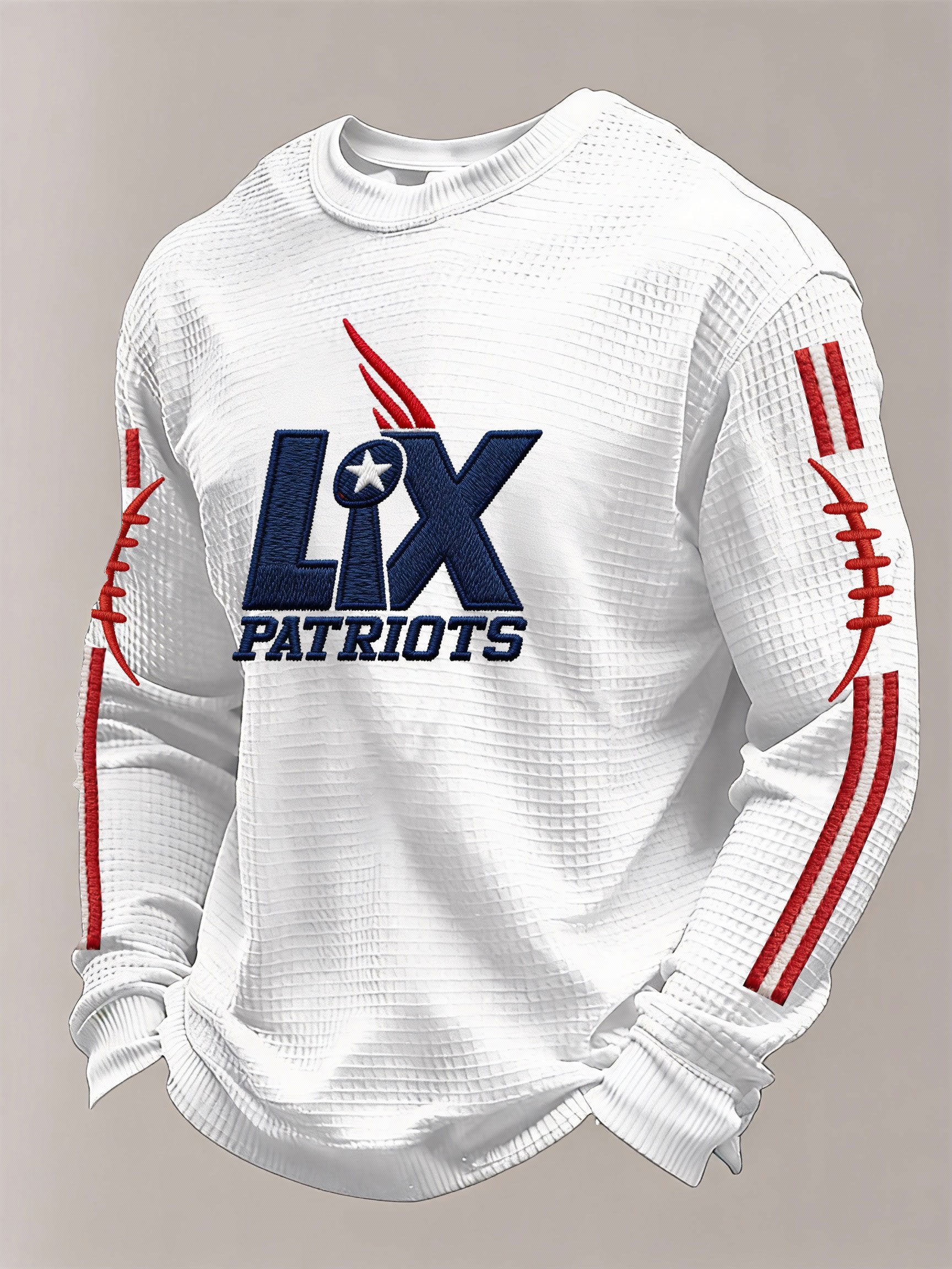 Men’s Football Graphic Waffle Knit Long Sleeve Crewneck T-Shirt