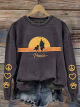 Retro Walk For Peace Monks With Aloka Dog Print Sweatshirt