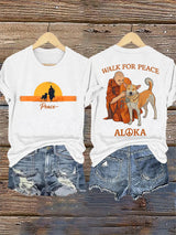 Retro Walk For Peace Monks With Aloka Dog Print T-Shirt