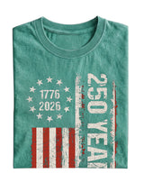 Retro U.S. 250th Anniversary Commemorative Cotton Short-sleeve T-shirt