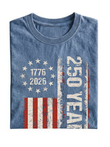 Retro U.S. 250th Anniversary Commemorative Cotton Short-sleeve T-shirt