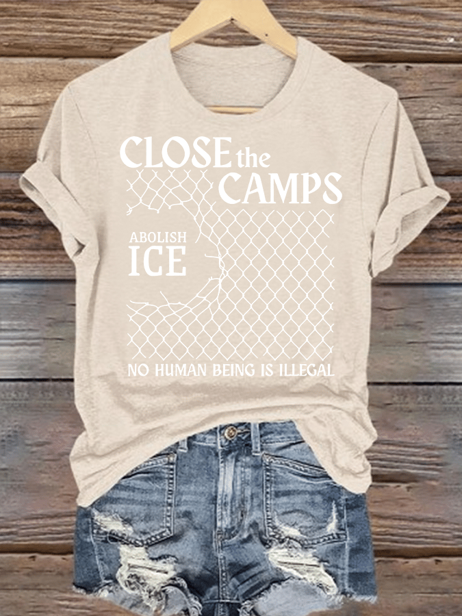 Women's  Abolish ICE  Close The Camps Print  T-Shirt