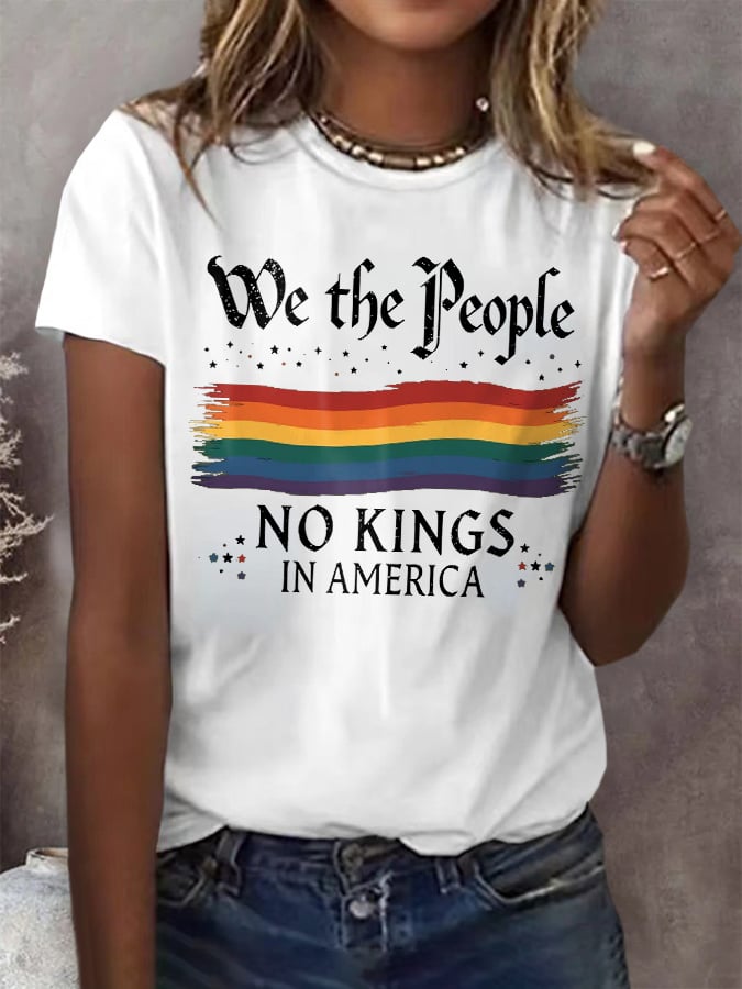 🔥Buy 3 Get 15% Off🔥Retro We The People No Kings In America Print T-Shirt