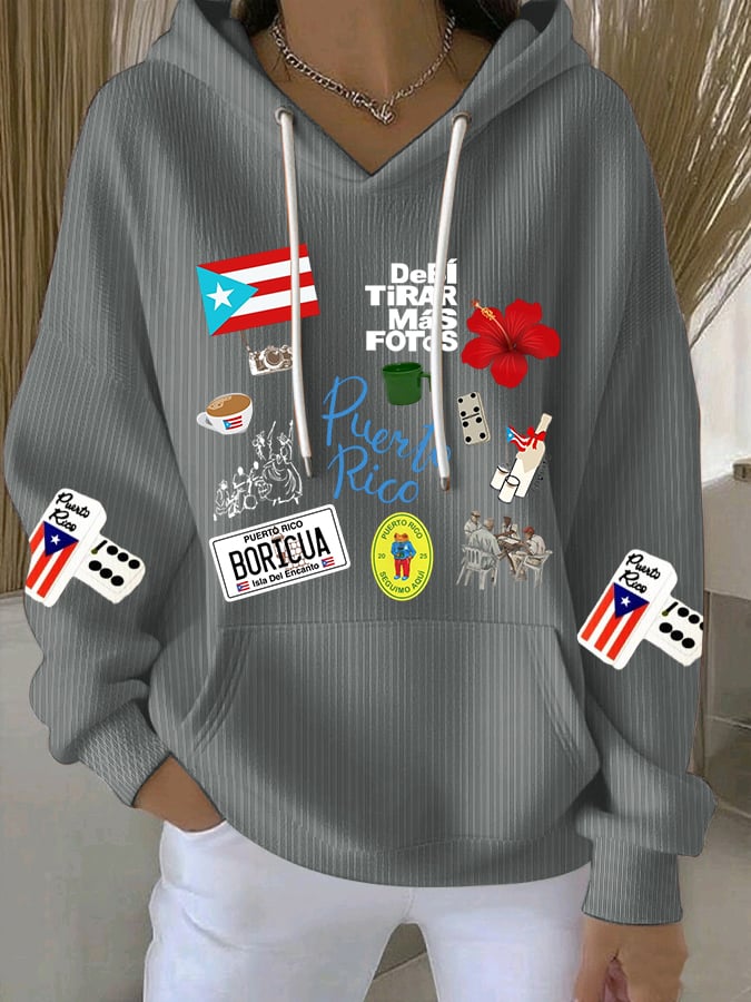 Women's Puerto Rico Print Casual Sweatshirt