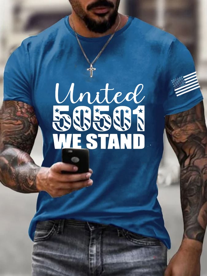 🔥Buy 3 Get 15% Off🔥Men's 50 Protests 50 States 1 Movement Print T-Shirt