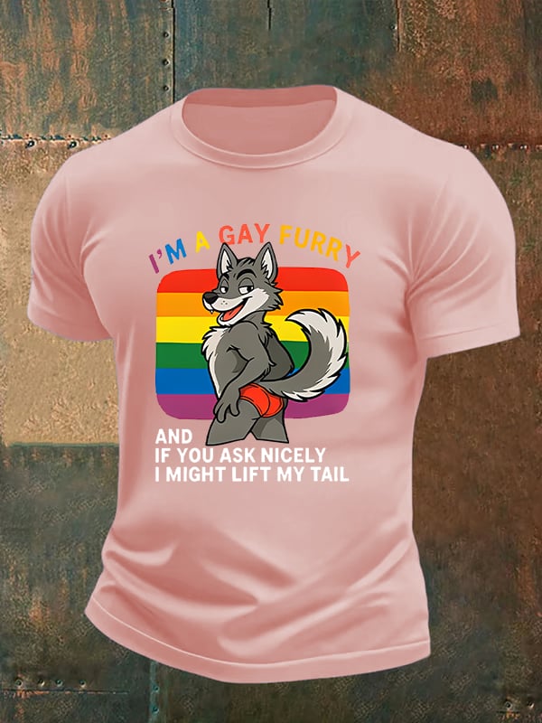 Men's I'm a gay furry Funny LGBTQ Pride Month Shirt